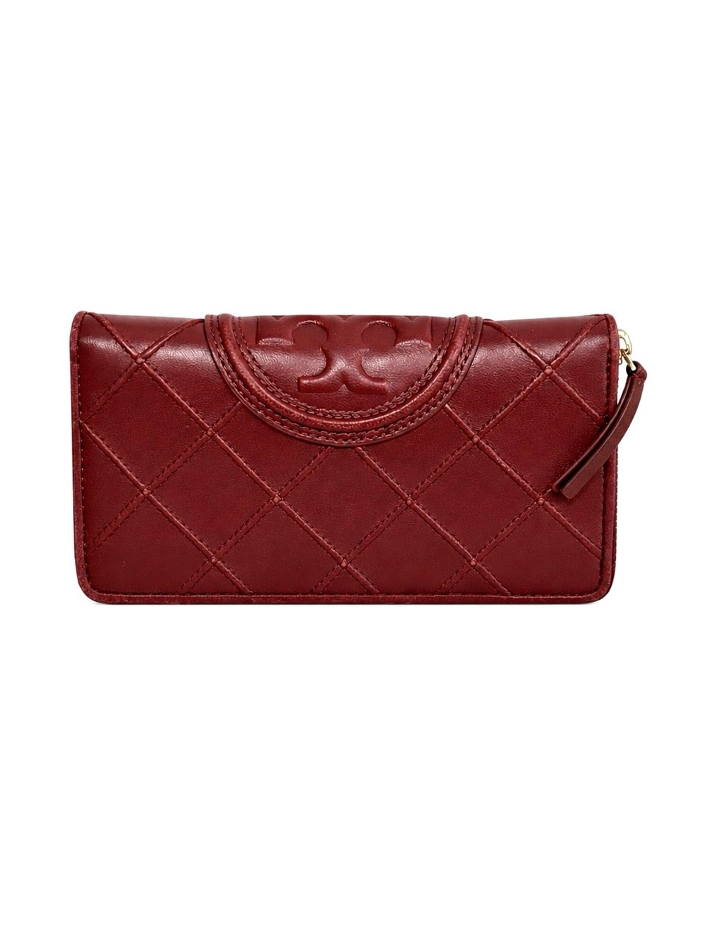 Tory Burch Quilted Leather Wallet Clutch in Burgundy